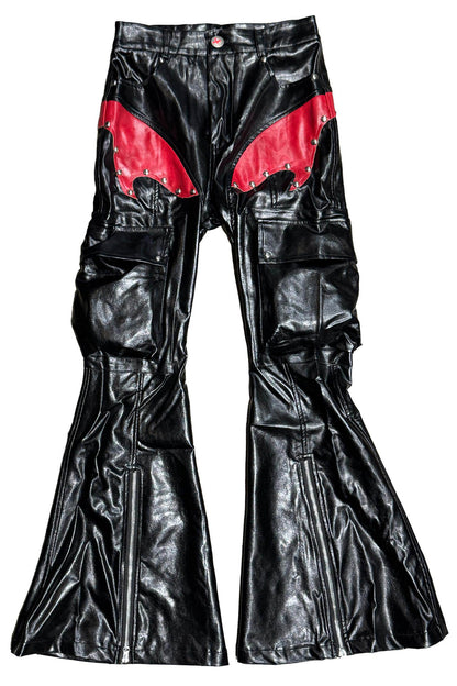 Rivet Flame PU Flare Pants