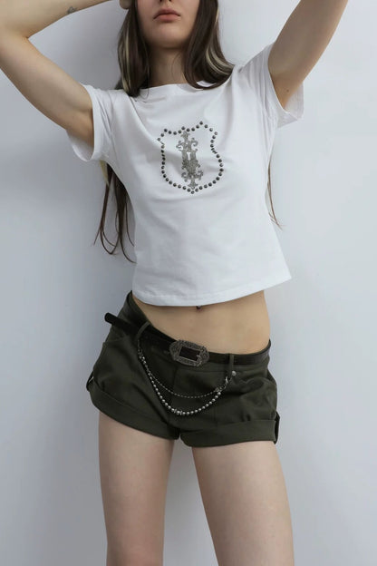Retro Low-Rise Mini Anzugshorts