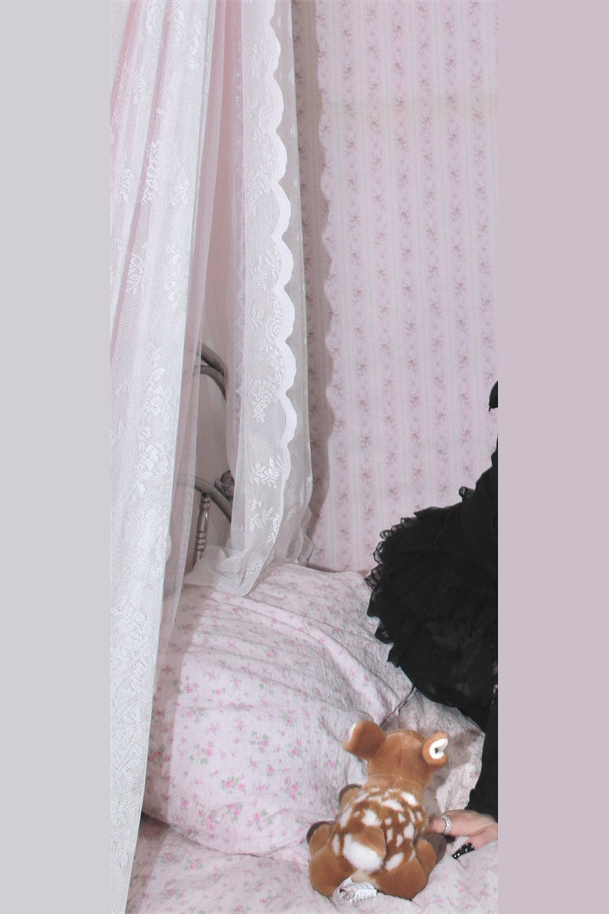 Black Cat Ear Sweatshirt Jacket and Pink Skirt Set-Up