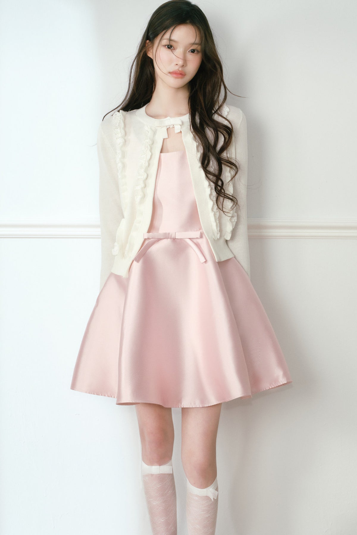 Glossy Satin U-Neck A-Line Dress