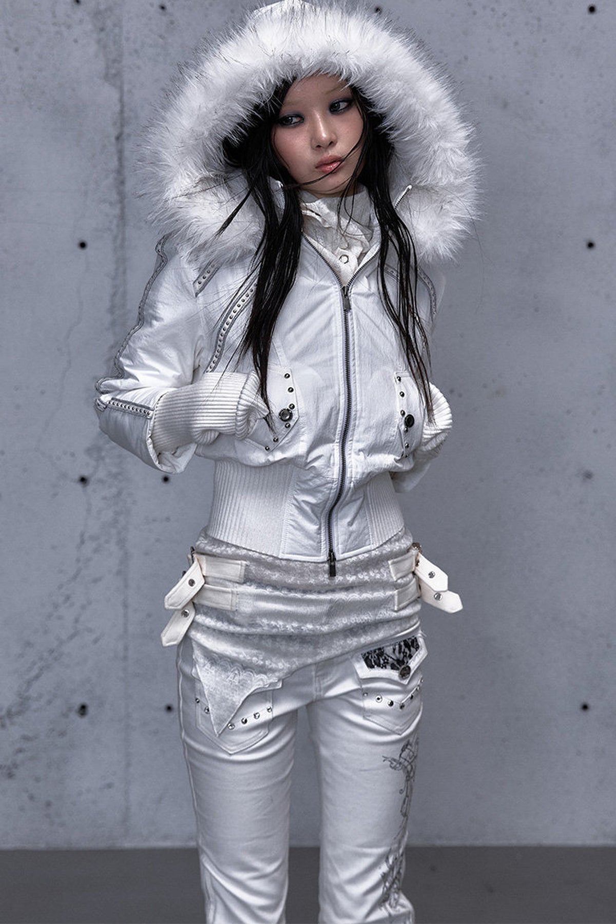 Hooded Fur Collar Parka Outer