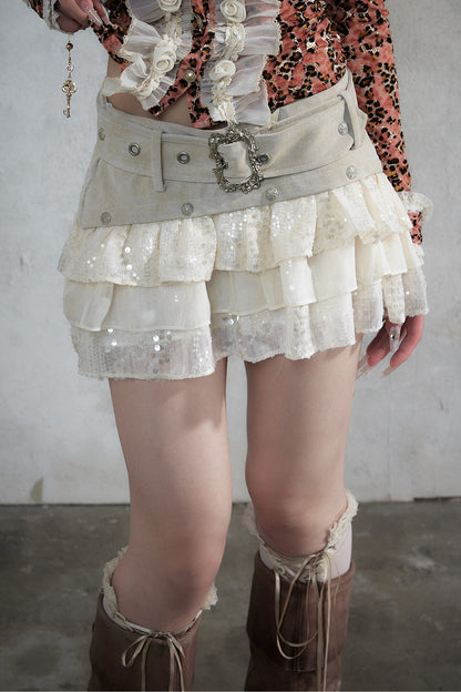 Retro Sequin Leopard Skirt