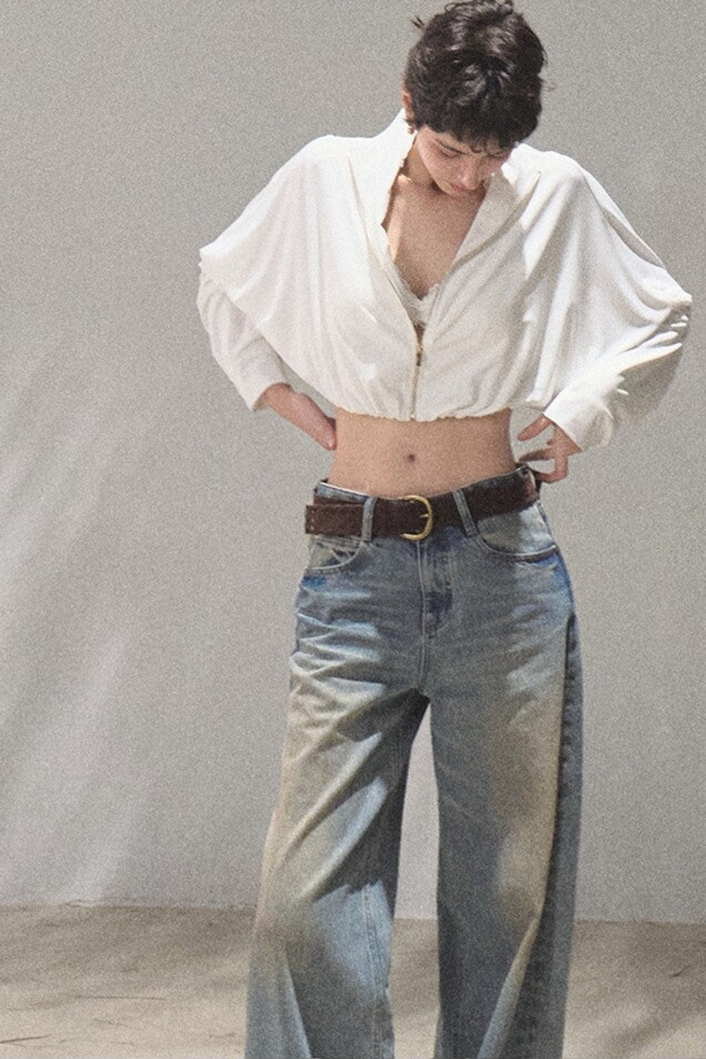Vintage Hand-Painted Wide Leg Jeans Set