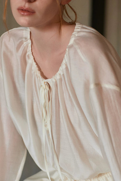 Tencel Acetate Off-White Blouse