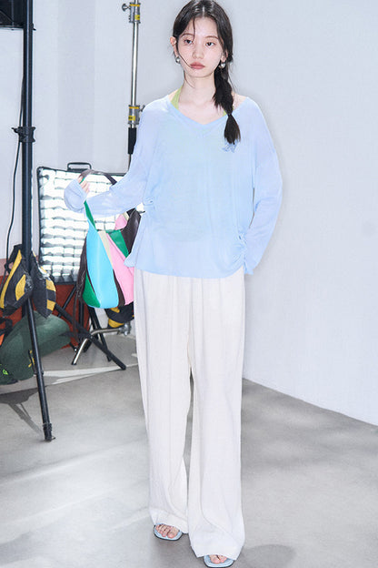 Linen Blend Air Wide-Leg Trousers