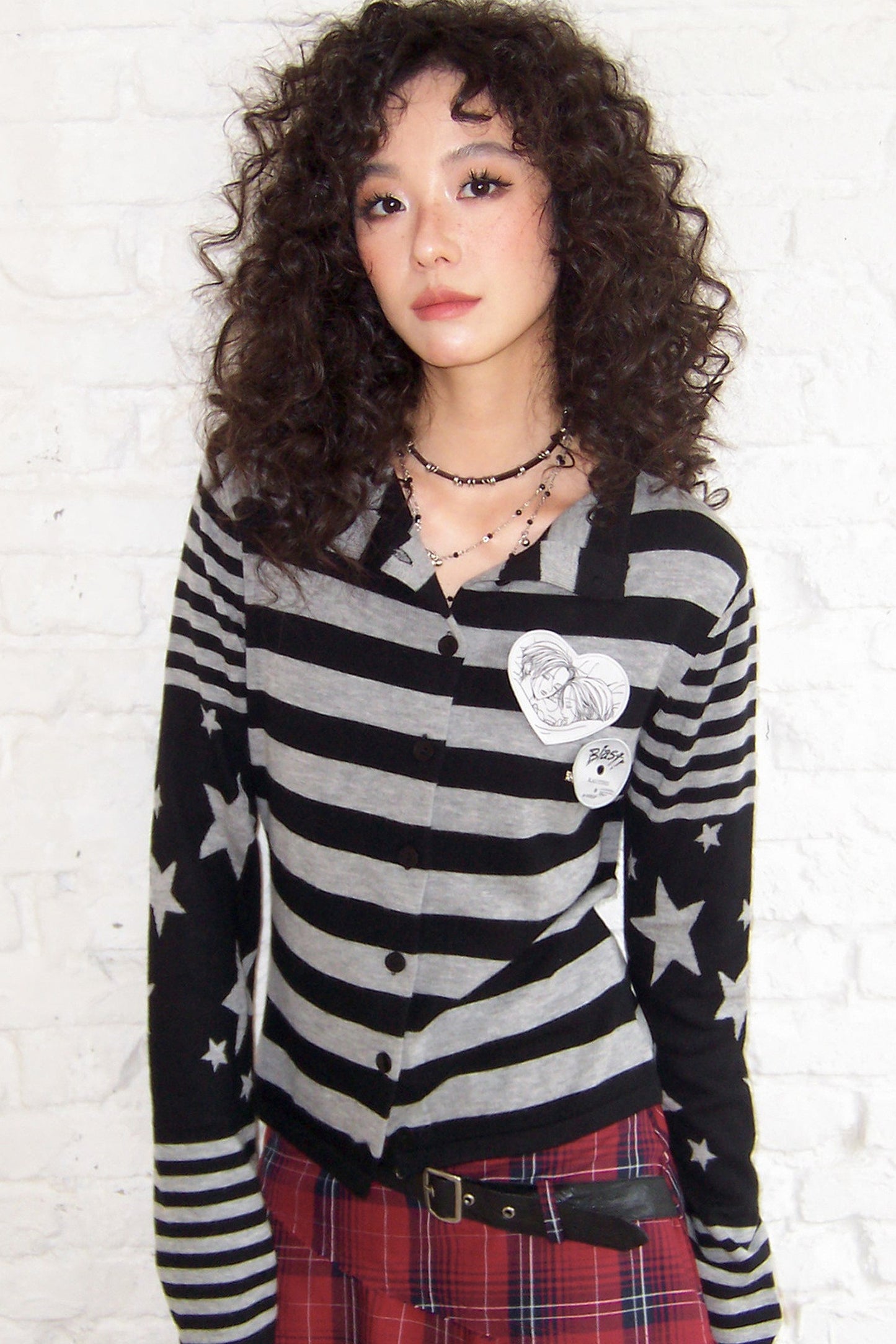 Star Knit Striped Cardigan
