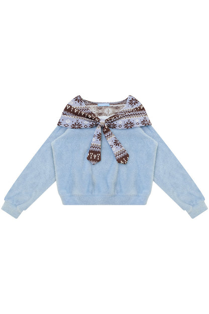 Blue Fair Isle Bow Sweater