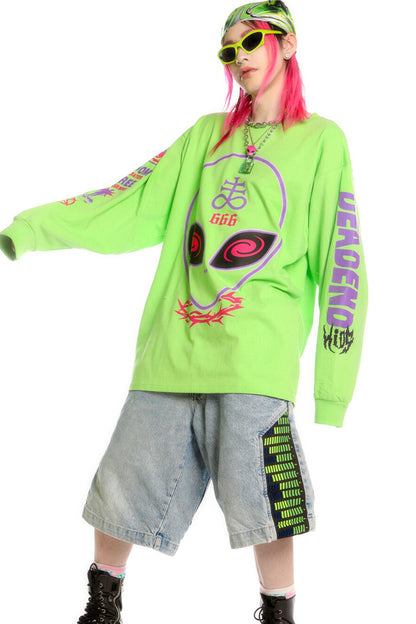 Alien Print Long Sleeve Sweatshirt