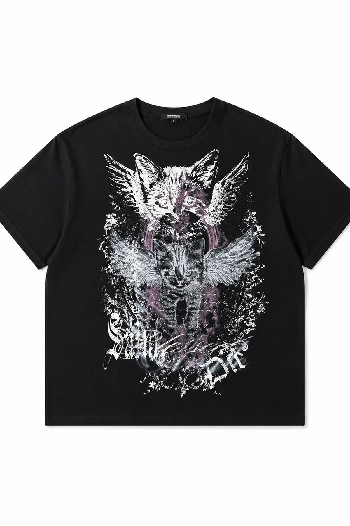 Angel Kitten Vintage Print Short Sleeve T-Shirt