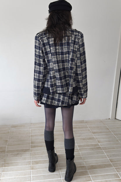 Punk Badge Plaid Jacket