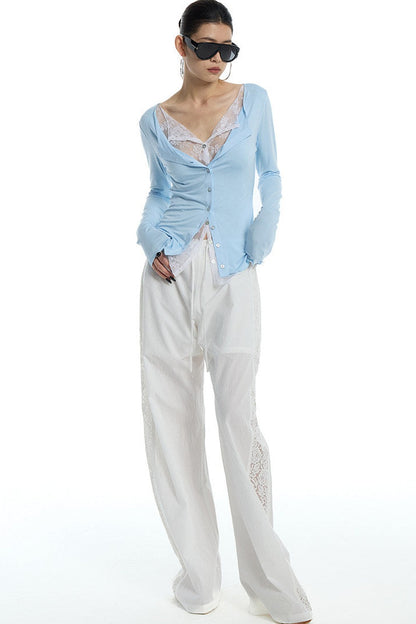 Lace Ruffle Two-Piece Cardigan