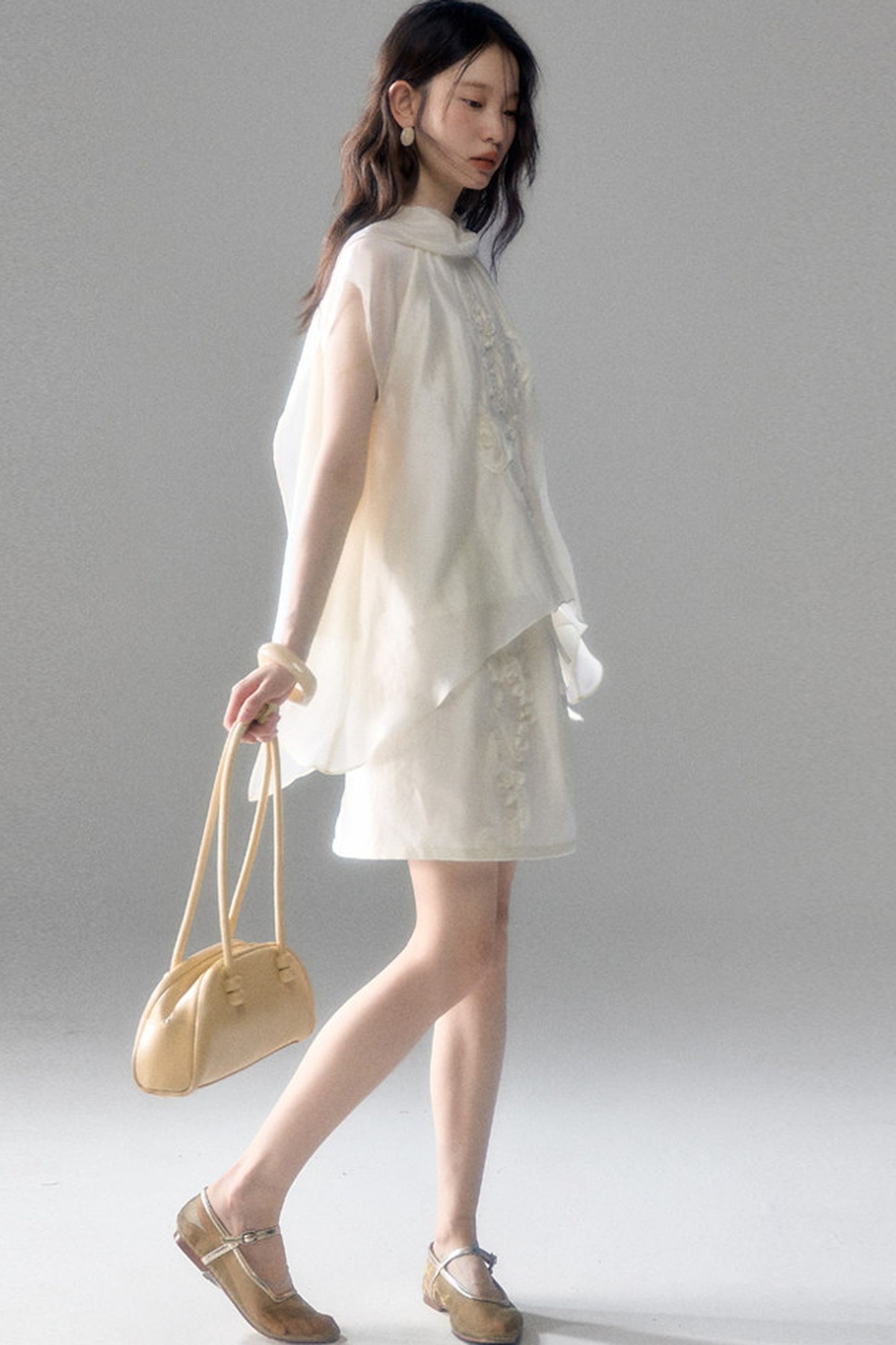 Tencel Acetate Bird Floral Top and Skirt Set-Up