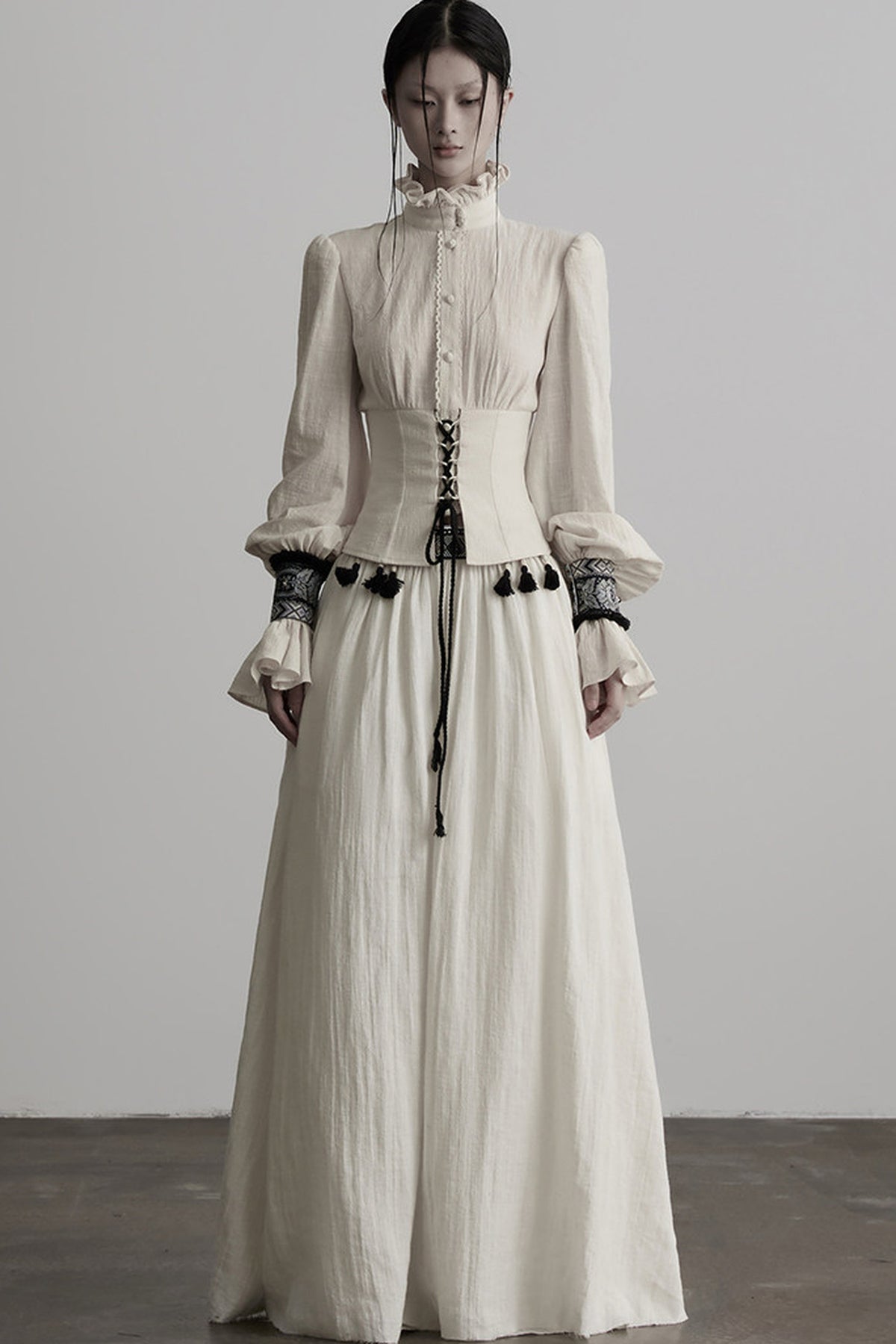 Heavy-Duty Ruffle Sleeve Tie Waist Shirt