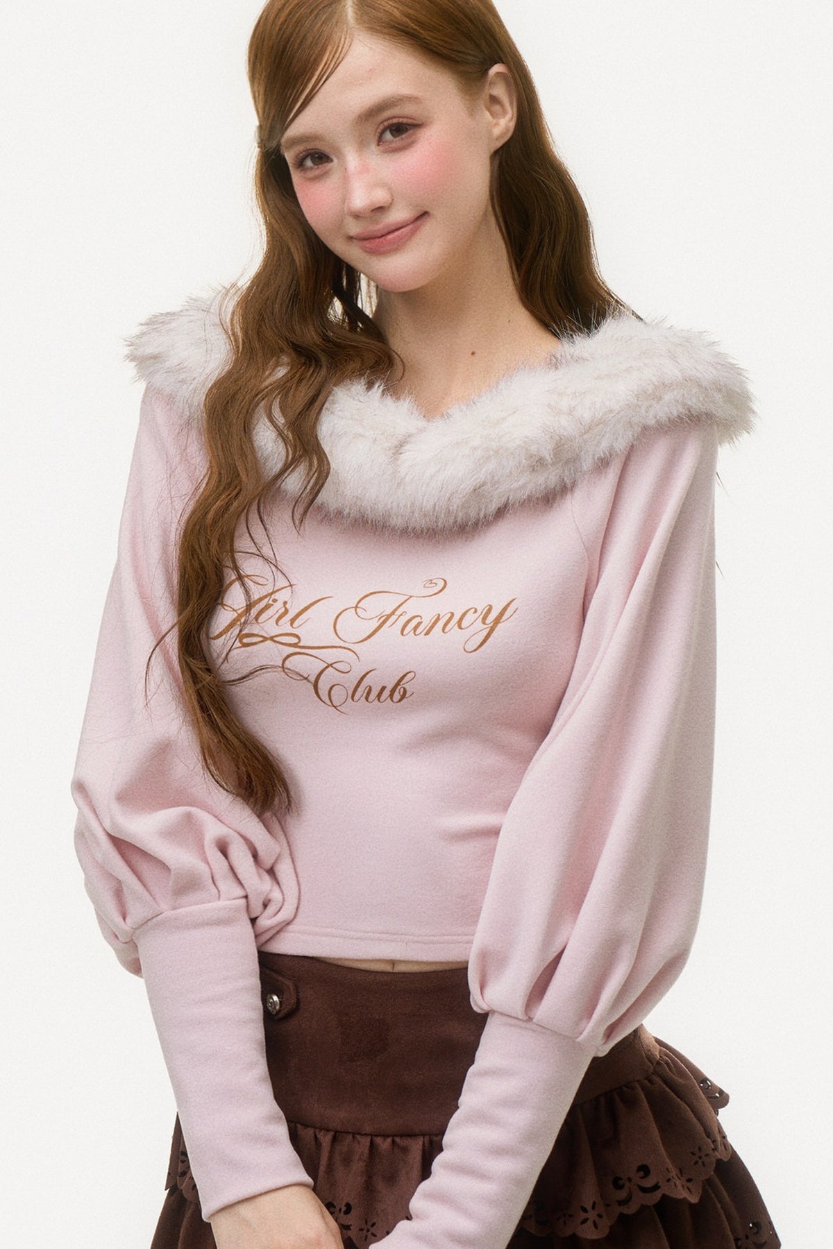 Off-Shoulder Fox Fur Knit Top