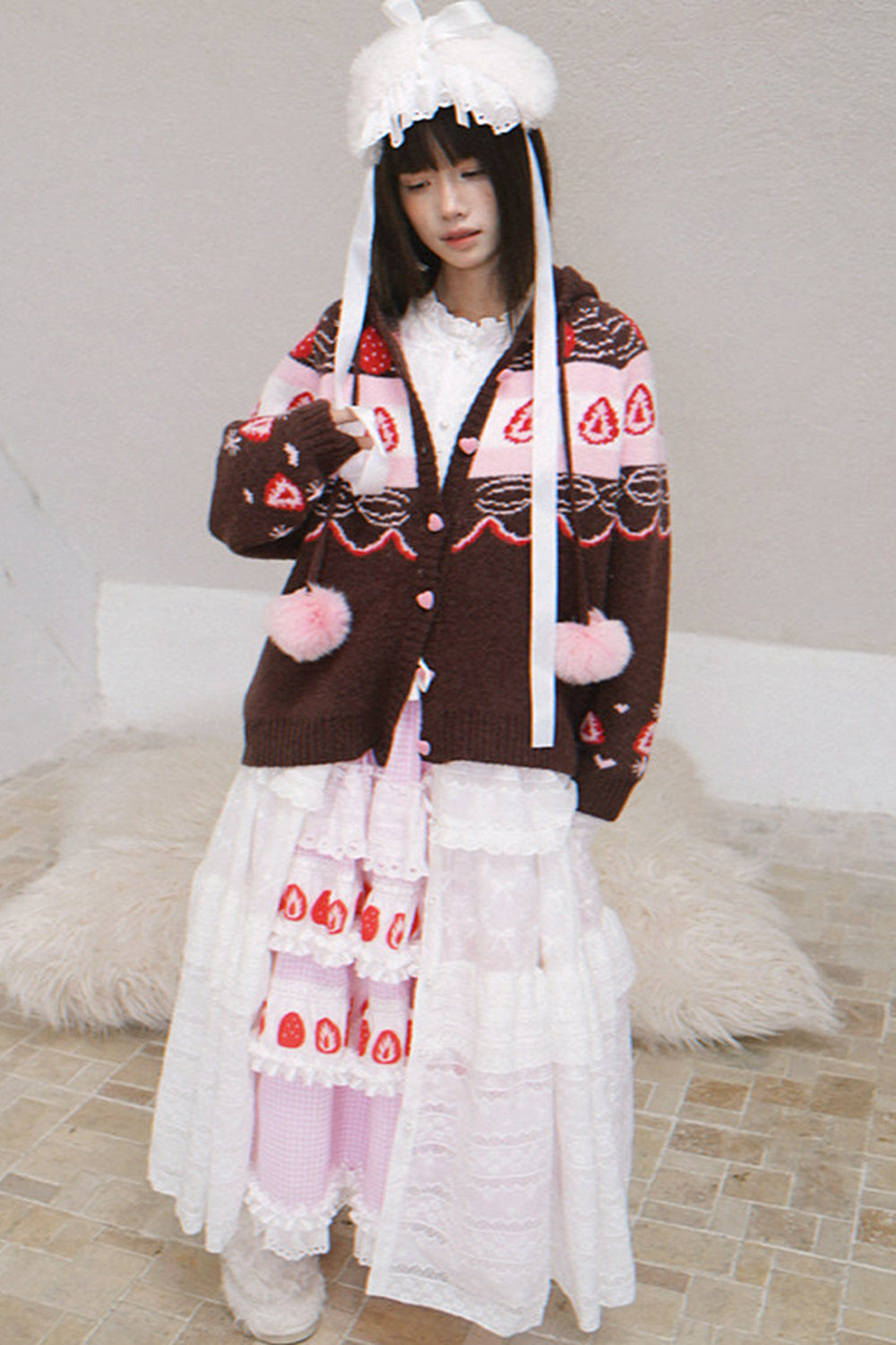 Strawberry Chocolate Fair Isle Cardigan