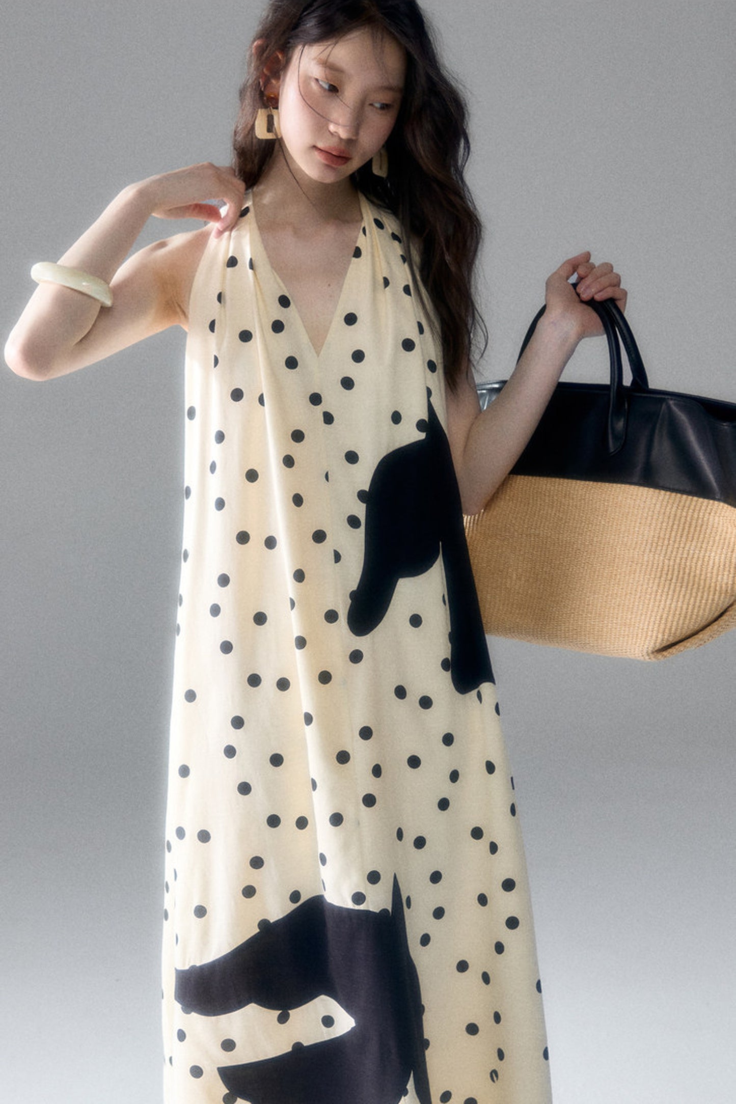 Polka Dot Bird Halter Dress
