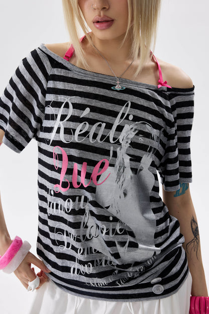 Striped Bow-Detail Top
