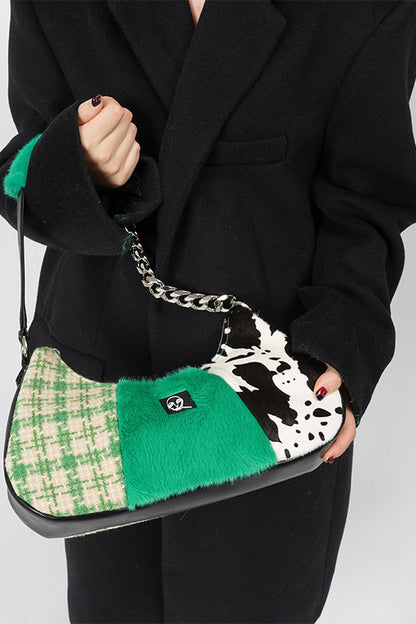 Genuine Leather Color-Block Bag