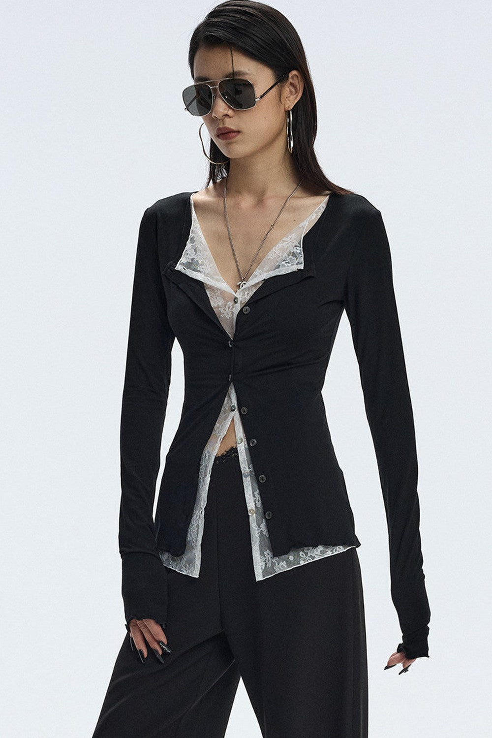 Lace Ruffle Two-Piece Cardigan