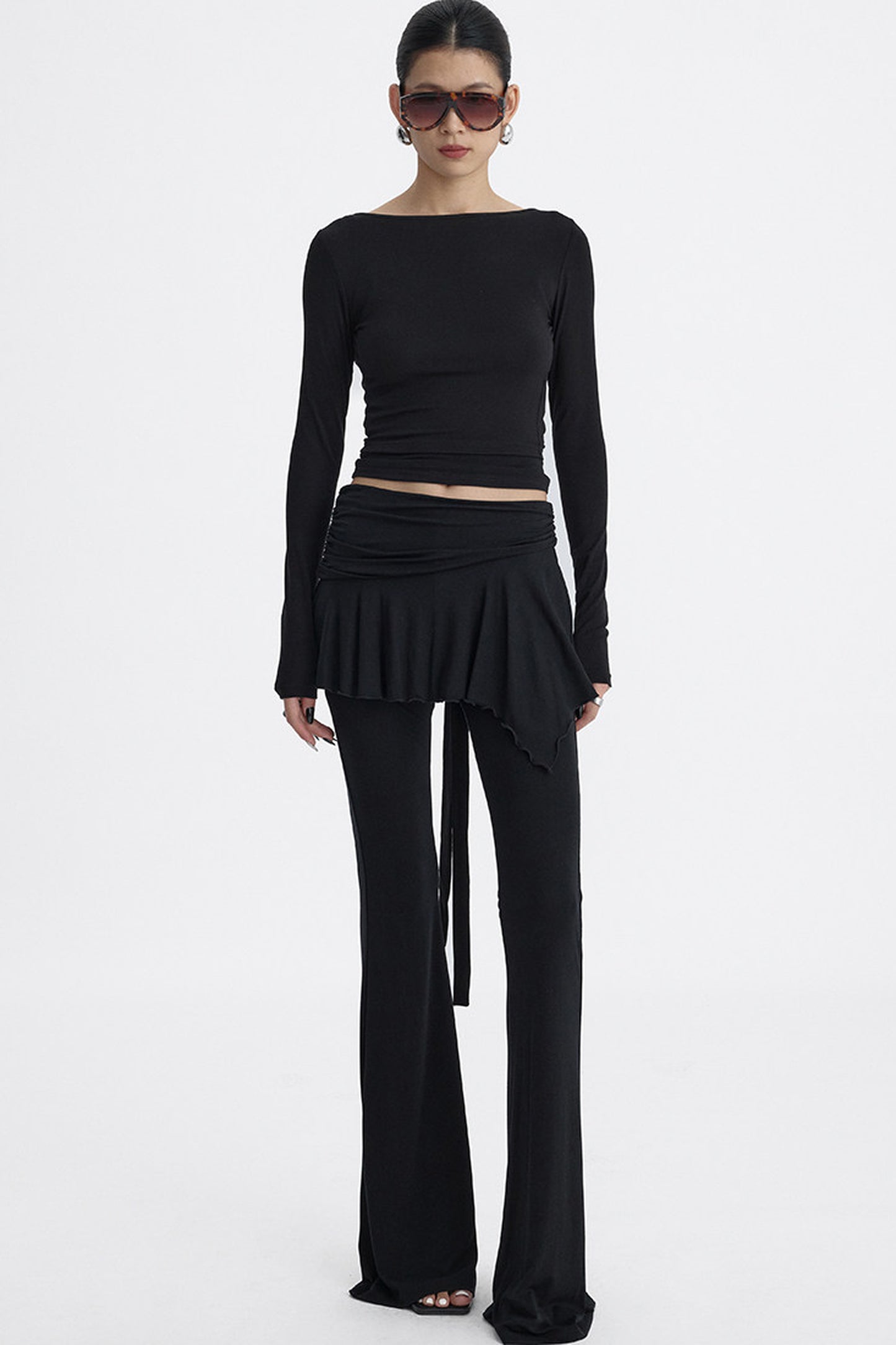 Faux Two-Piece Lyocell Flared Pants Set-Up