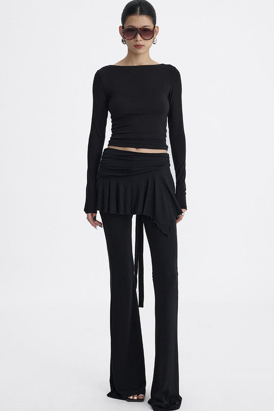 Faux Two-Piece Lyocell Flared Pants Set-Up