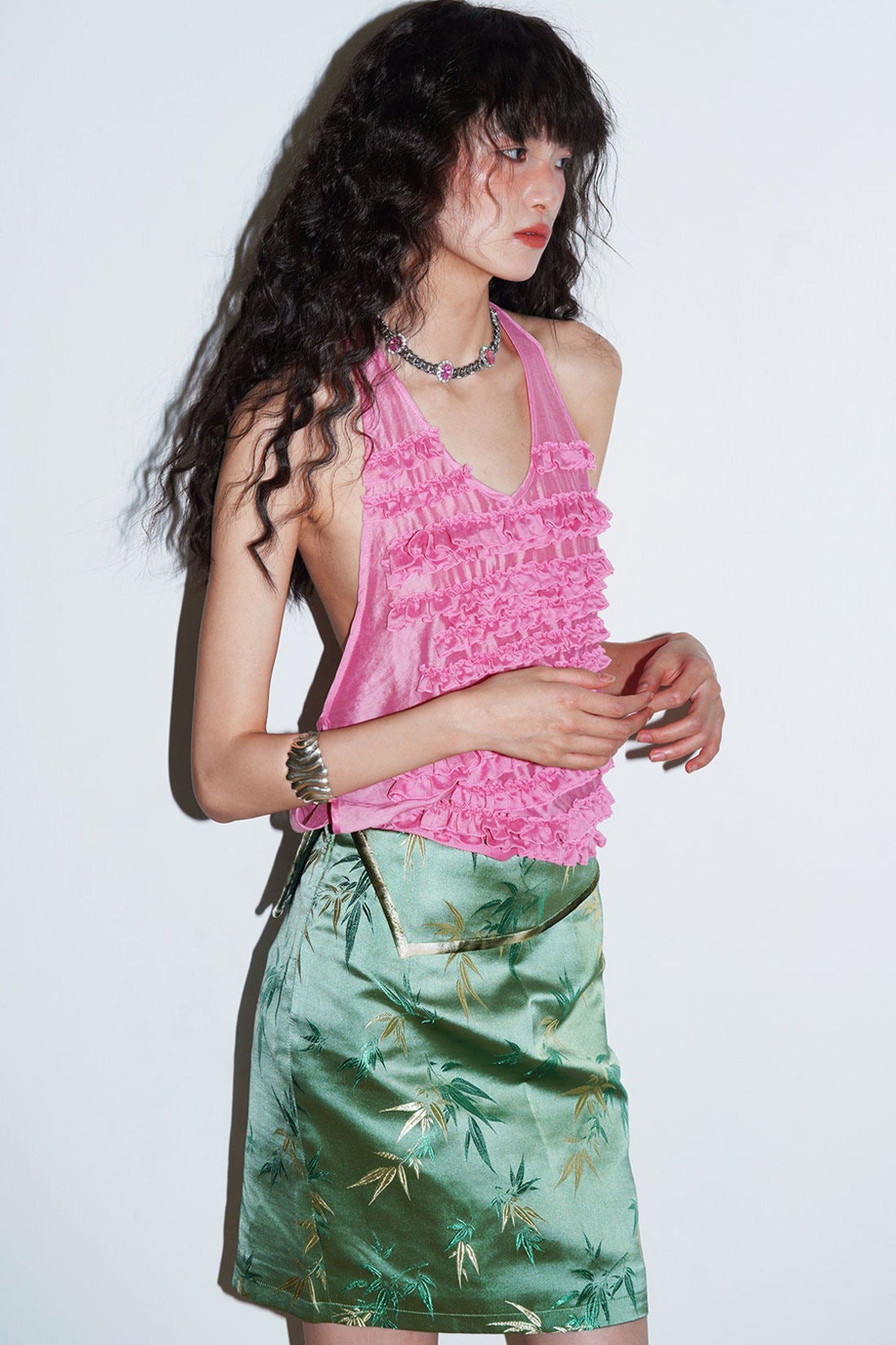 Bamboo Leaf Jacquard Skirt