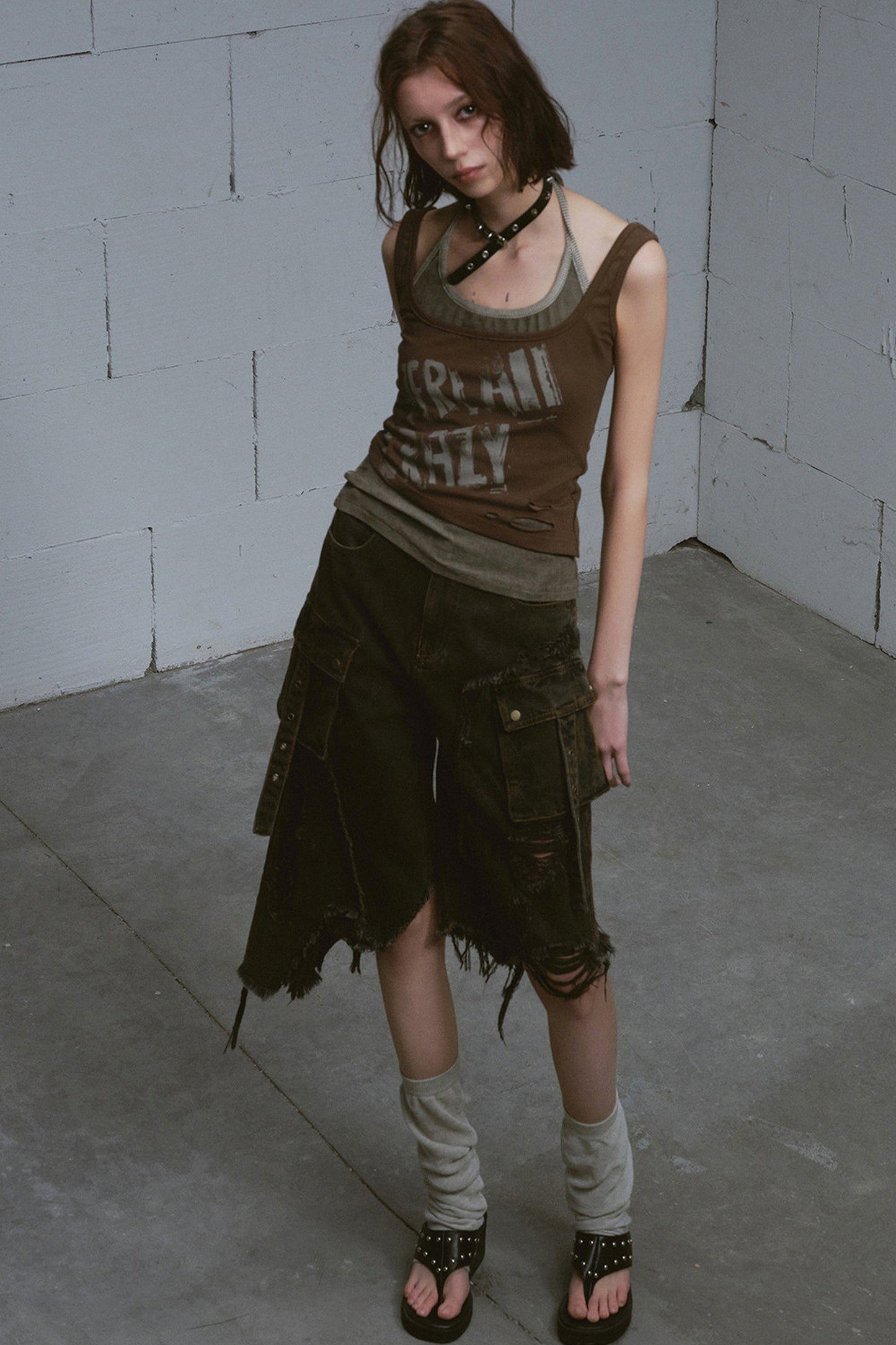 Mud-Dyed Patchwork Denim Pants