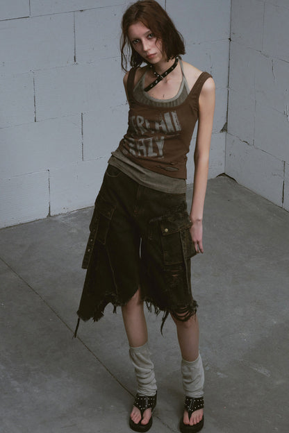 Mud-Dyed Patchwork Denim Pants