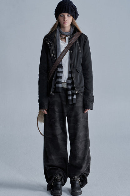 Zipper Quilted Nylon Jacket