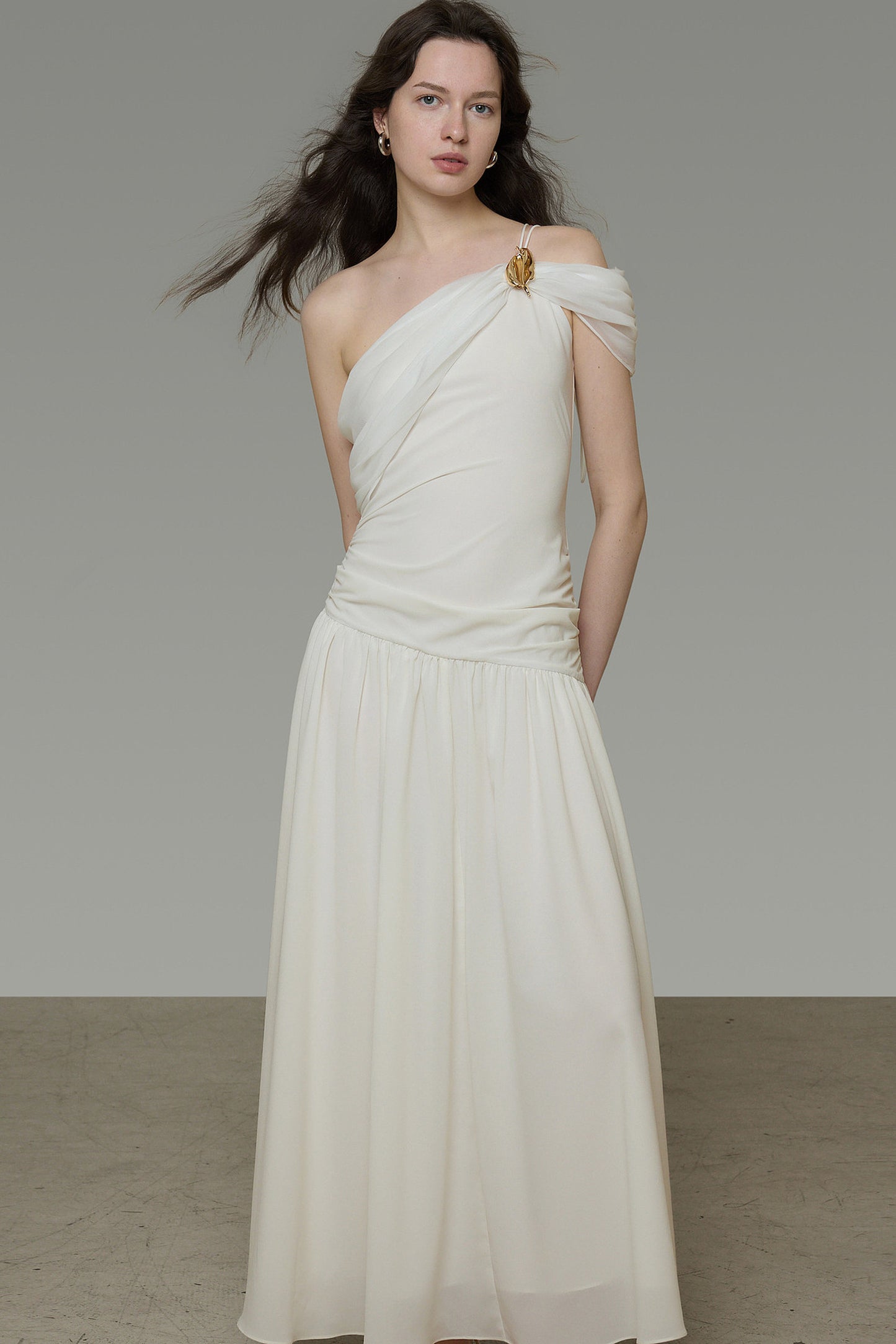 Asymmetrical Buckle A-Line Dress