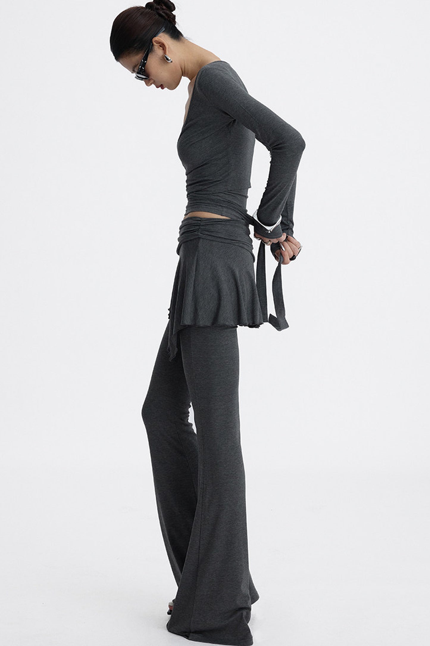 Faux Two-Piece Lyocell Flared Pants Set-Up