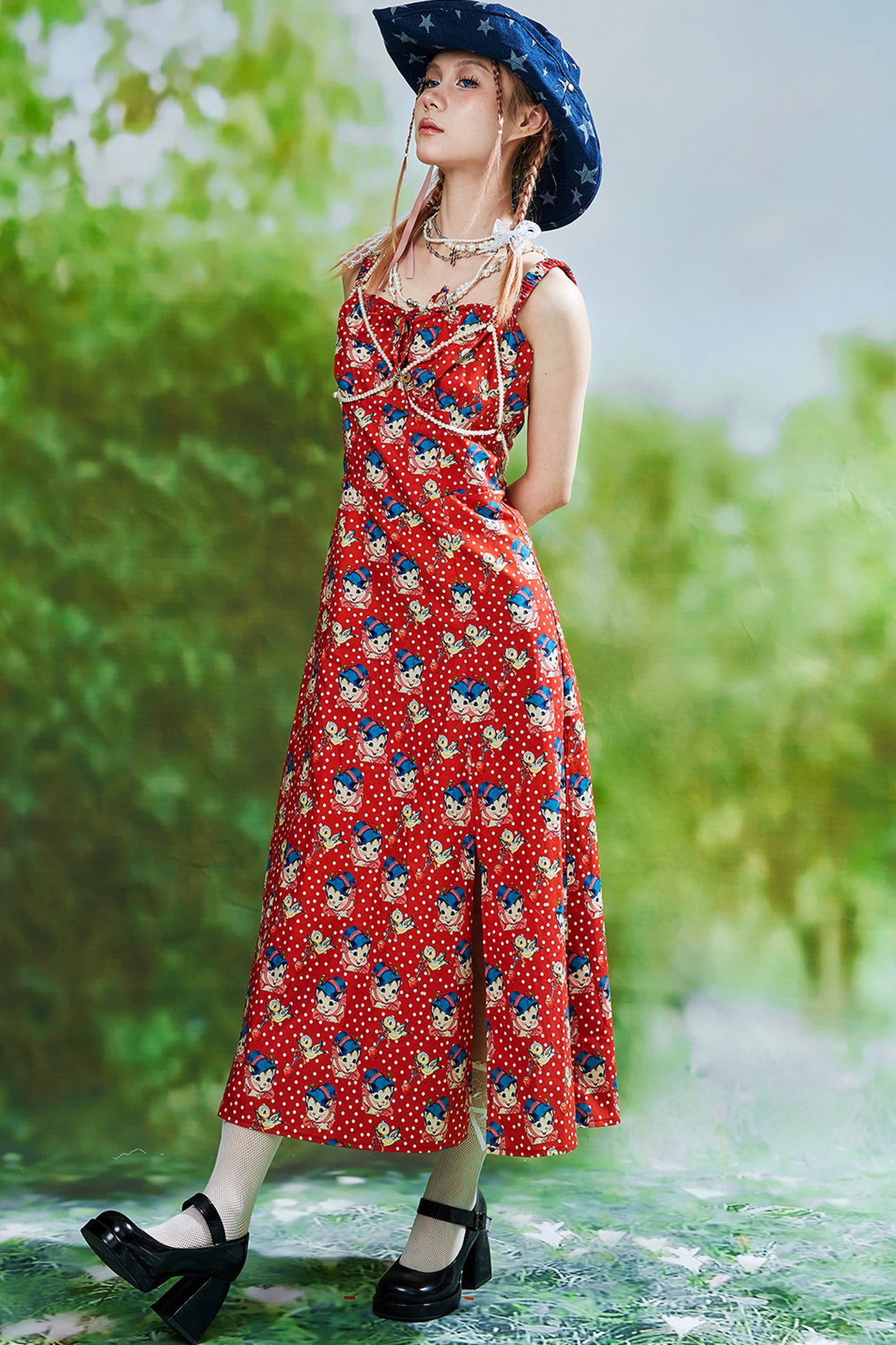 Showa Retro Red Long Dress