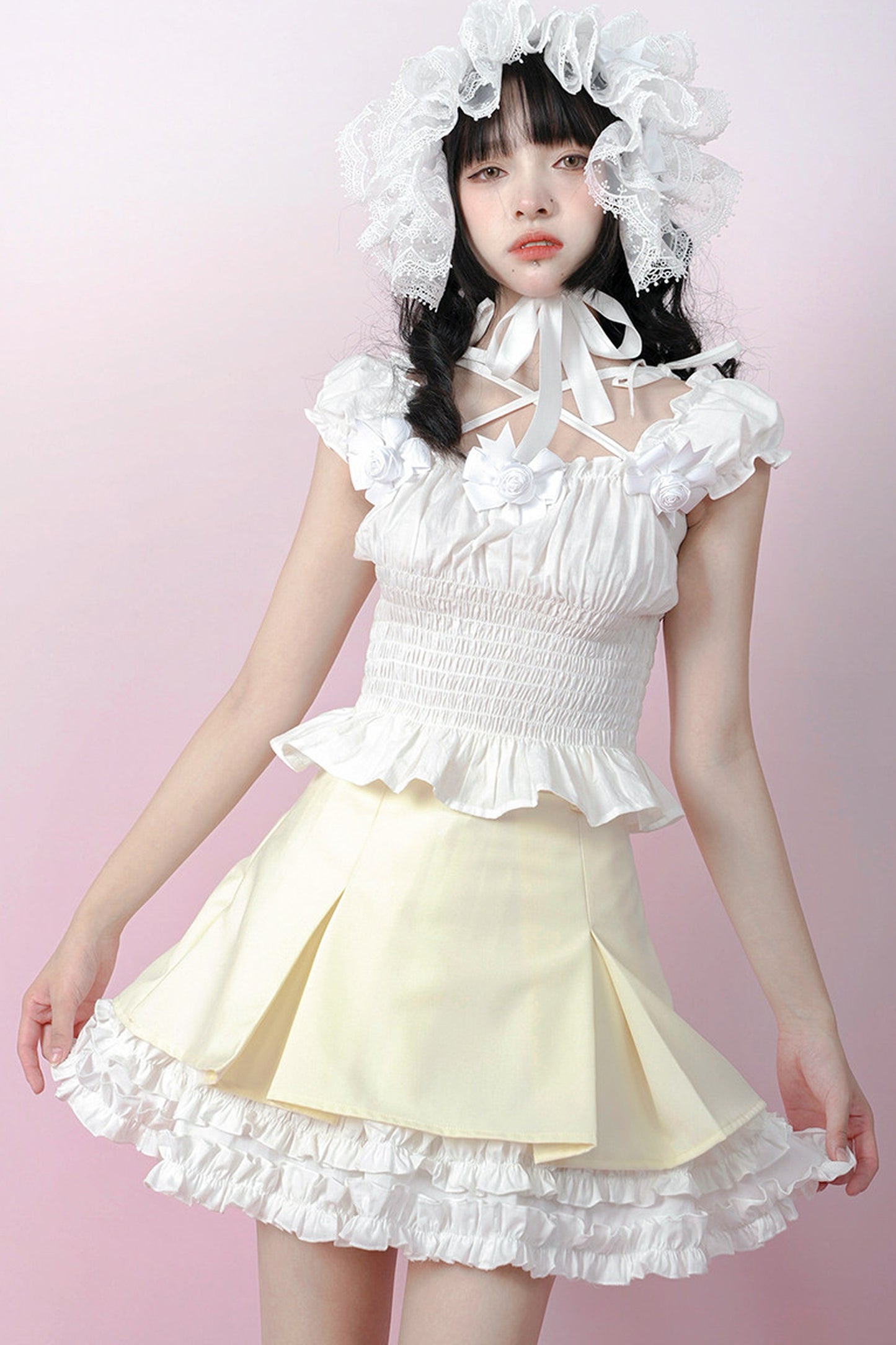 Heavenly Pleated Lace Skirt