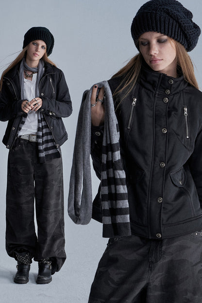 Zipper Quilted Nylon Jacket