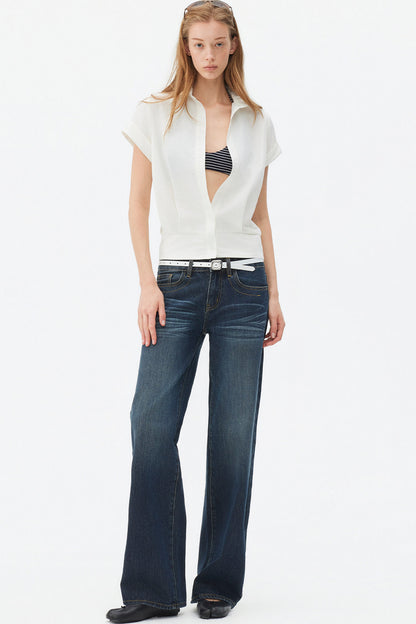 Satin-Like Lyocell Short-Sleeve Shirt