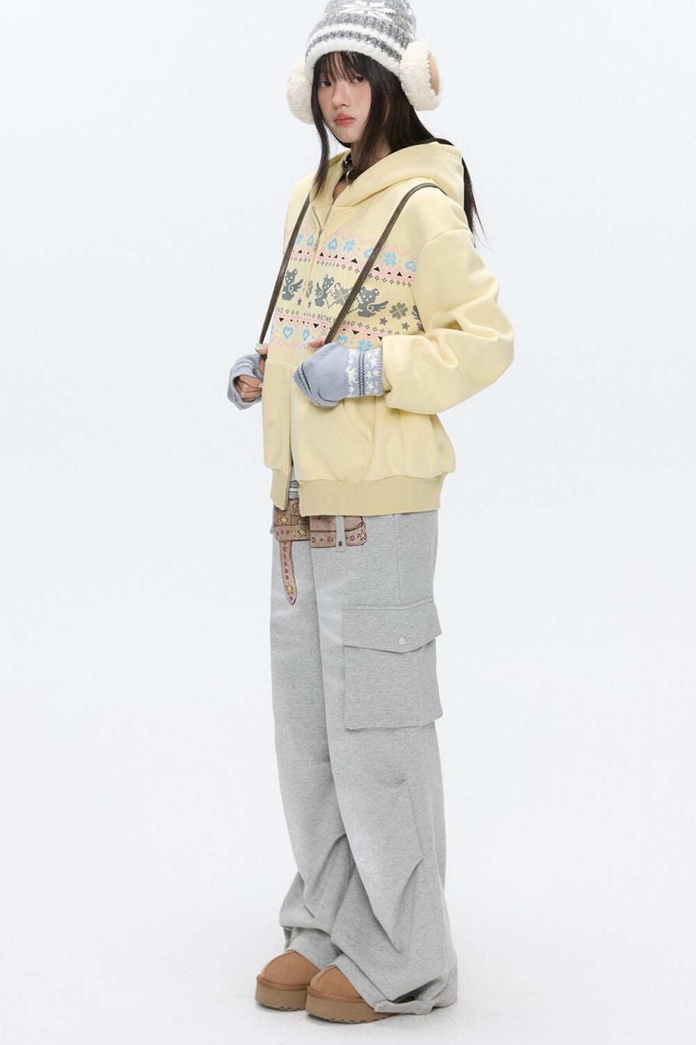 Yellow Bear Fair Isle Hoodie