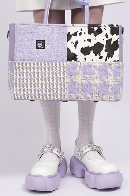 Y2K Leather Contrast Tote Bag