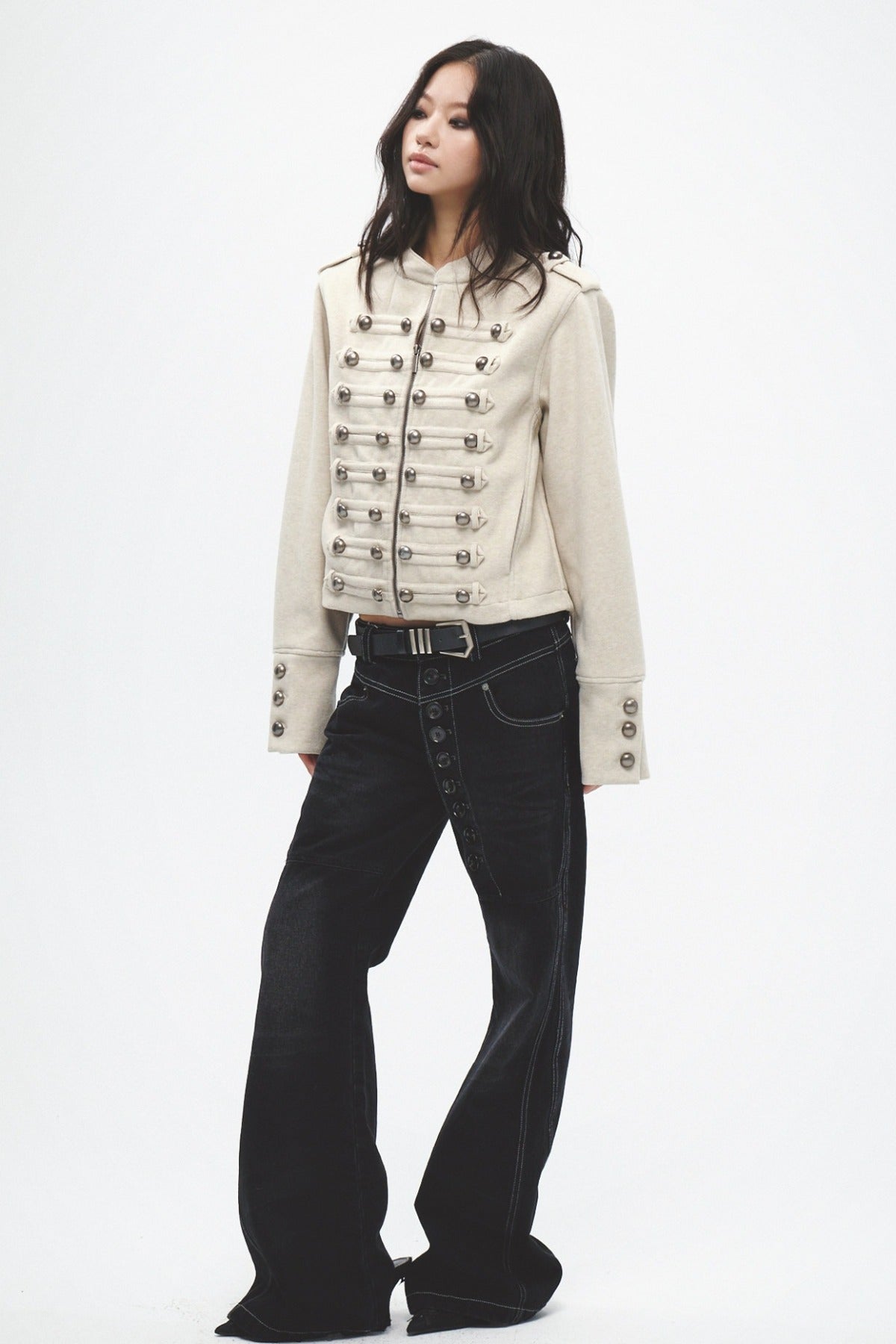 Laser Whiskered Button-Down Jeans