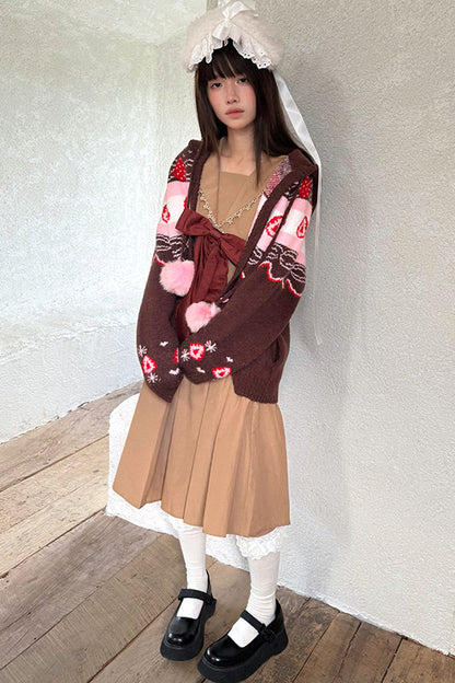 Strawberry Chocolate Fair Isle Cardigan