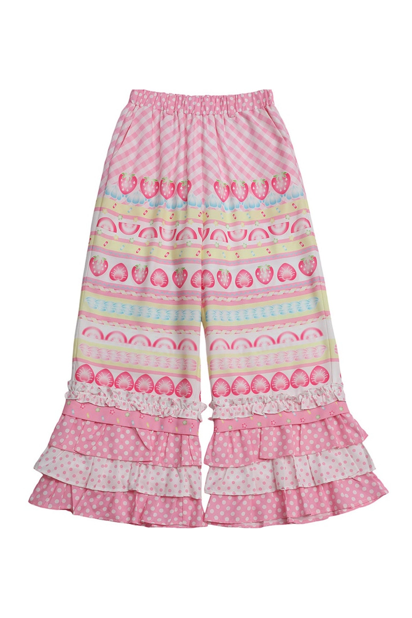 Fruit Plaid Patchwork Cake Pants