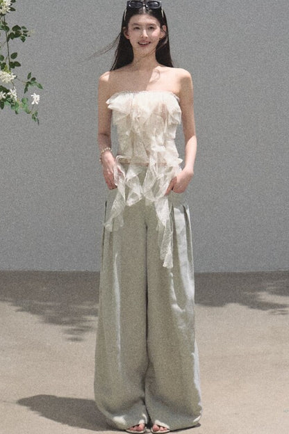 Ruffle Lace Tube Top