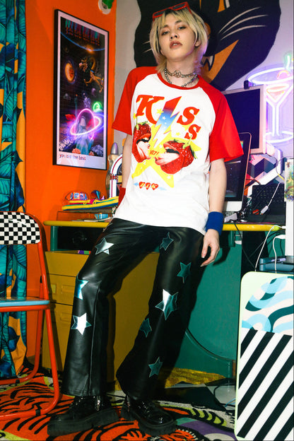 Maglietta punk retrò con maniche raglan