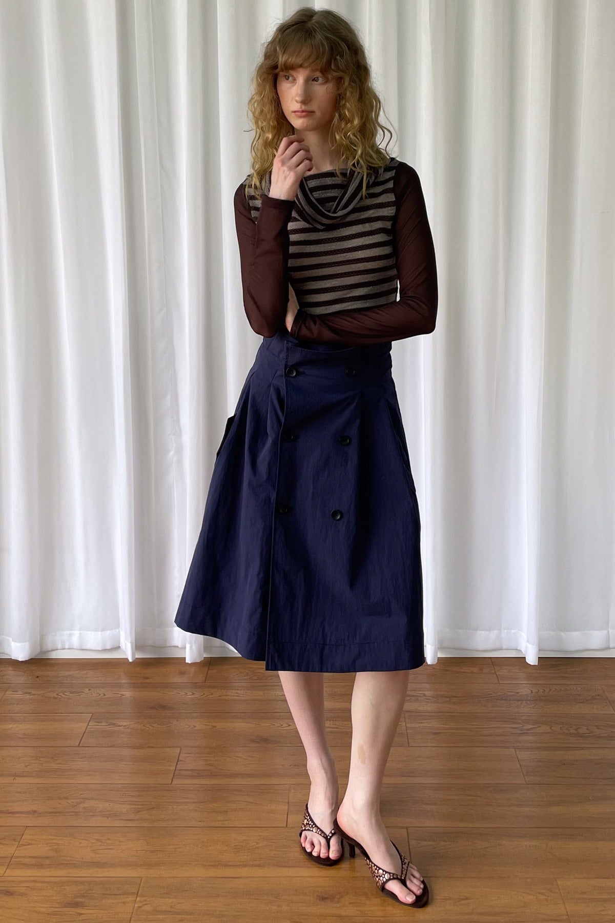 Detachable Double-Breasted A-Line Skirt