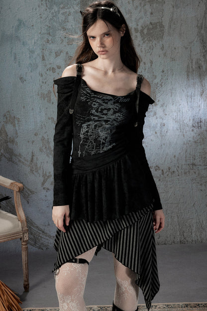 Vintage Off-Shoulder Spaghetti Dress
