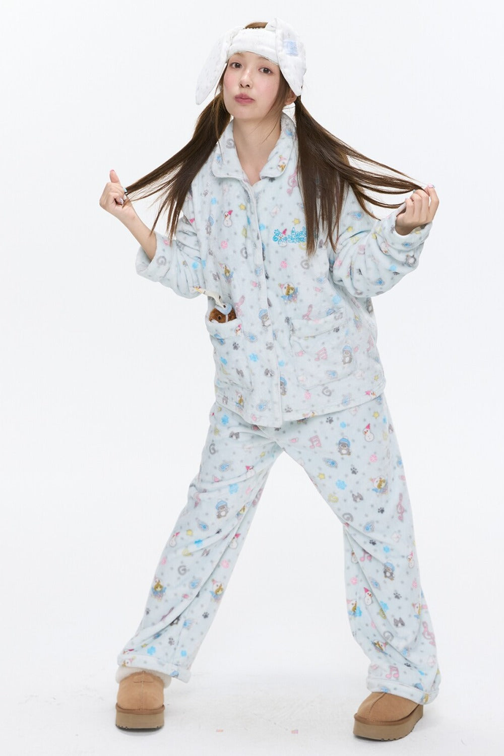 Octopus Print Flannel Pajama Set