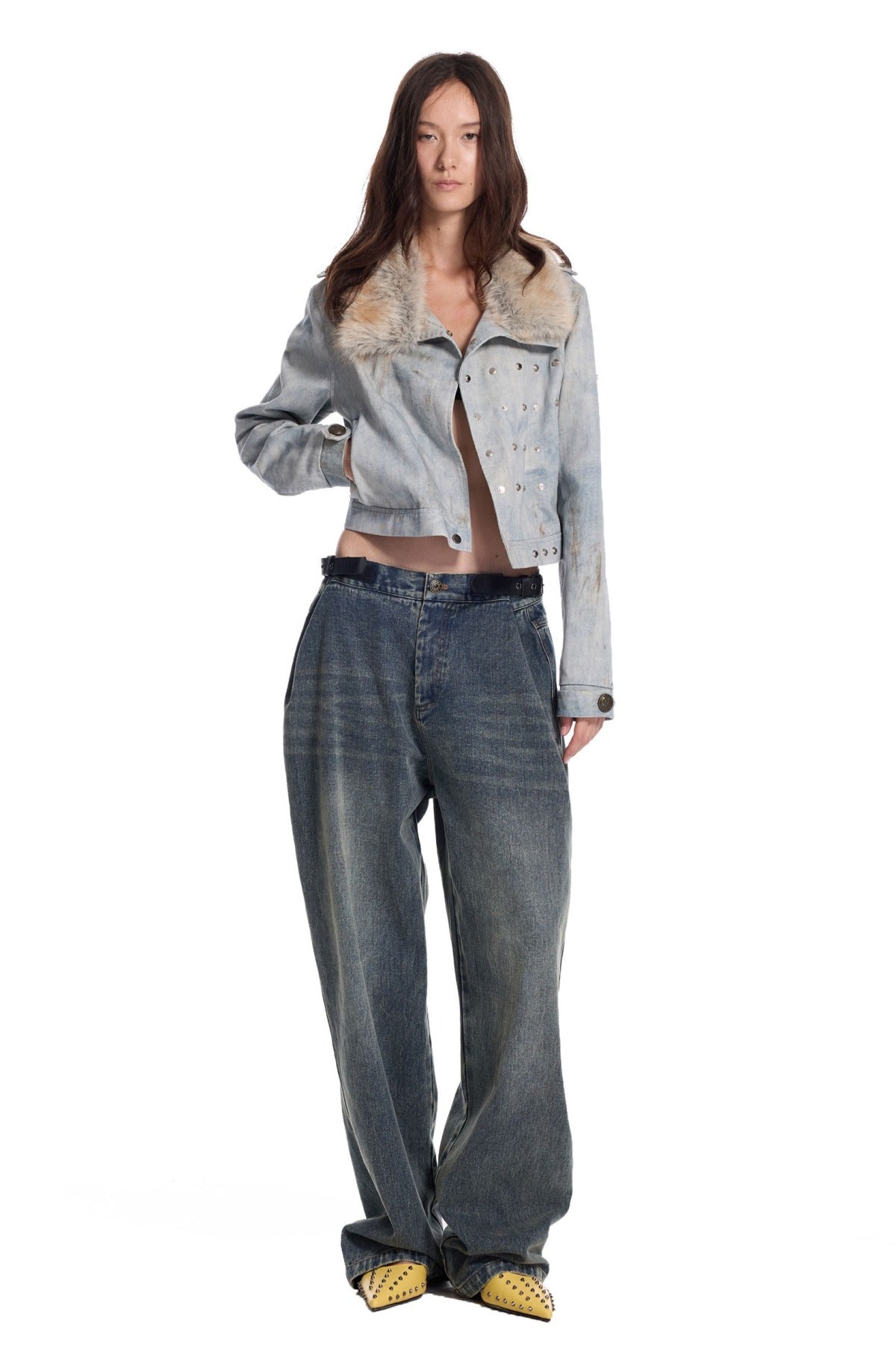 Punk Distressed Denim Jacket