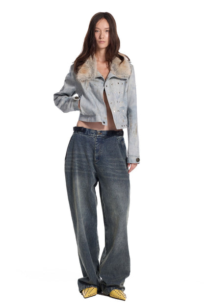 Punk Distressed Denim Jacket