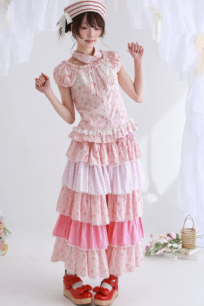 Pink Retro Lolita Polka Dot Blouse