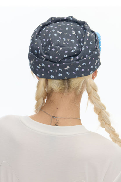 Floral Denim Slouchy Cap