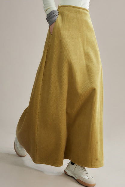 Retro Corduroy A-Line Skirt